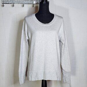 Athleta Gray Pink Teal Scoop Neck LS Relaxed Fit Tencel Cotton Modal Span Top M